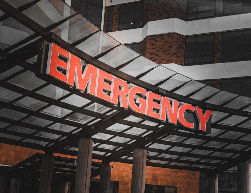 An emergency room entrance, where clients may incur surprise bills.